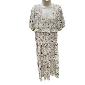 Ideologic | Medium Boho Floral + Crochet Dress